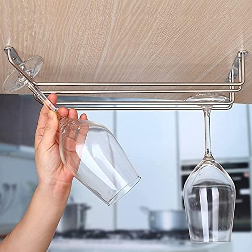 13.6inch Wine Glass Rack, Under Cabinet Wine Rack Glass Holder, Stainless Steel Glasses Holder Storage Hanger for Kitchen, 2 Pack