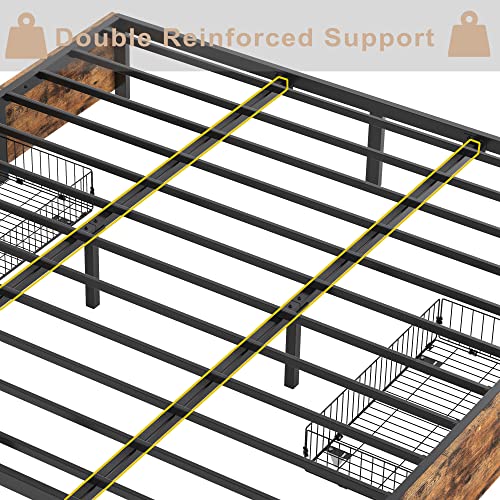 Anctor King Bed Frame With 4 Drawers, King Platform Bed Frame With Storage, Double-Reinforced Support/No Box Spring Needed//Easy Assembly #TOP6
