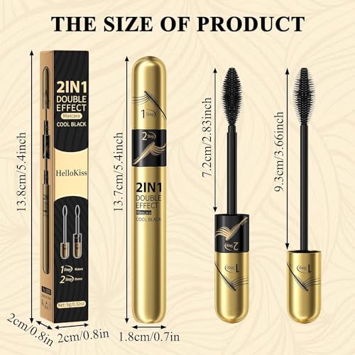 2 in 1 4D Silk Fiber Lash Mascara Waterproof, Lengthening Mascara Black, Waterproof Mascara Black - No Clumping Super Strong Waterproof No Toxic Mascara & Smudge-Proof Roller Lash Curling, Gold - Image 7