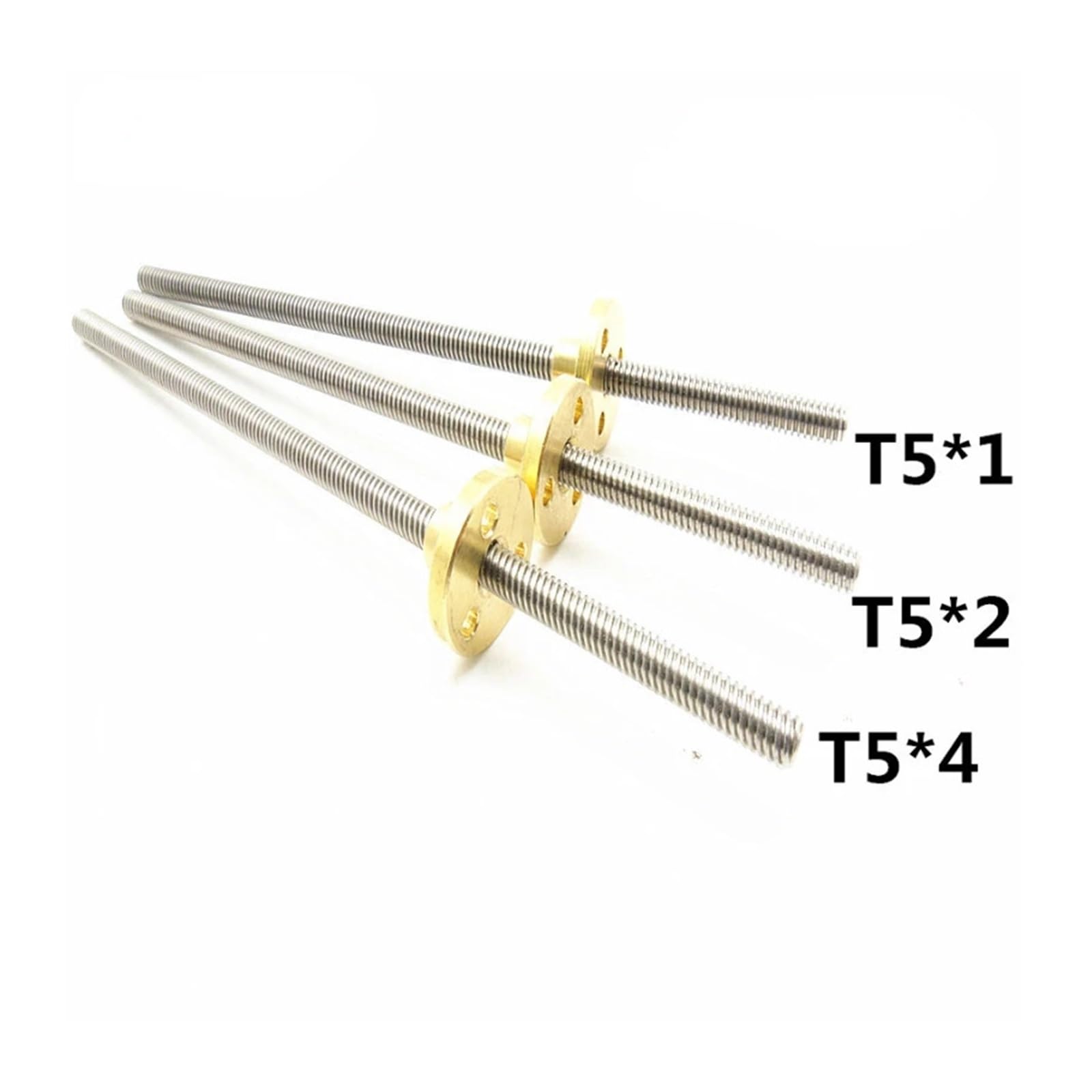 Metal Ball Screw nut T5 Diameter 5mm Length 200mm Lead 1mm 2mm 4mm Trapezoidal 1pcs with Brass Nut(Lead 1mm)