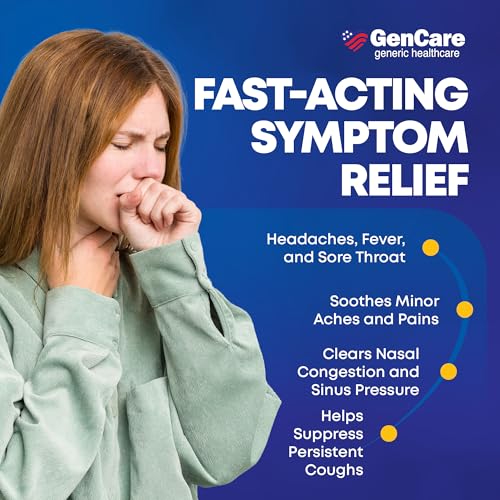 GenCare - Multi Symptom Non Drowsy Daytime Cold & Flu Relief Acetaminophen 325mg, Dextromethorphan HBr 10mg, Phenylephrine HCl 5mg (48 Softgels) Non Habit Forming Pain Reliever & Nasal Decongestant - Thumbnail 5