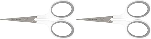 Westcott - Tijeras de bordar de titanio con hoja curva de 13 cm, 16380-001, paquete de 2, blanco y gris