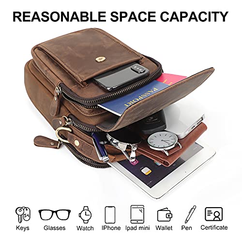 Image of Augus Genuine Leather Small Messenger Bag Crossbody