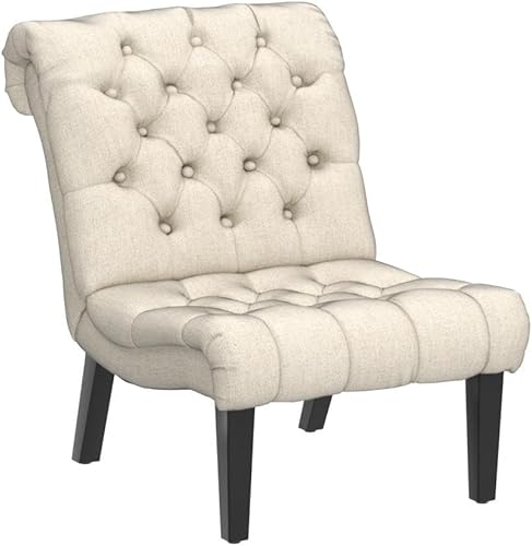 Miniatura 16 de Alunaune Juego de 2 sillas de sala de estar, modernas, tapizadas sin brazos, para dormitorio, sofá, respaldo de tela, reclinable, patas de madera,