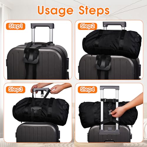Image of Elastic Luggage Strap with Hooks, The Perfect Travel Must-Have Suitcases Companion, Ultimate Luggage Straps for Suitcases,Travel Must-Have for All Adventurers, Stretchable Luggage Straps(1Black)