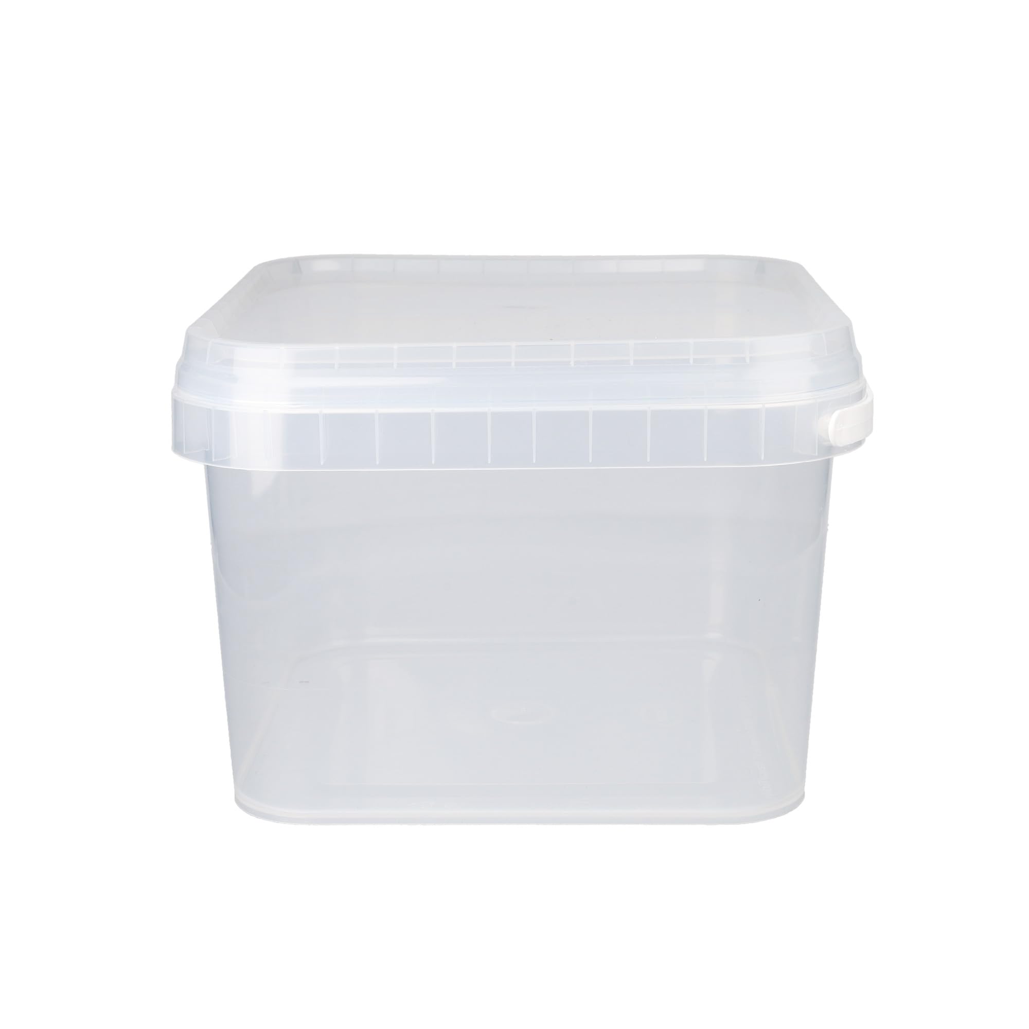 FixedByU 50 cubos con tapa, 3 l, transparentes, rectangulares, de plástico, aptos para alimentos, herméticos y estables, vacíos con asa y tapa, aptos para productos químicos y adhesivos en polvo