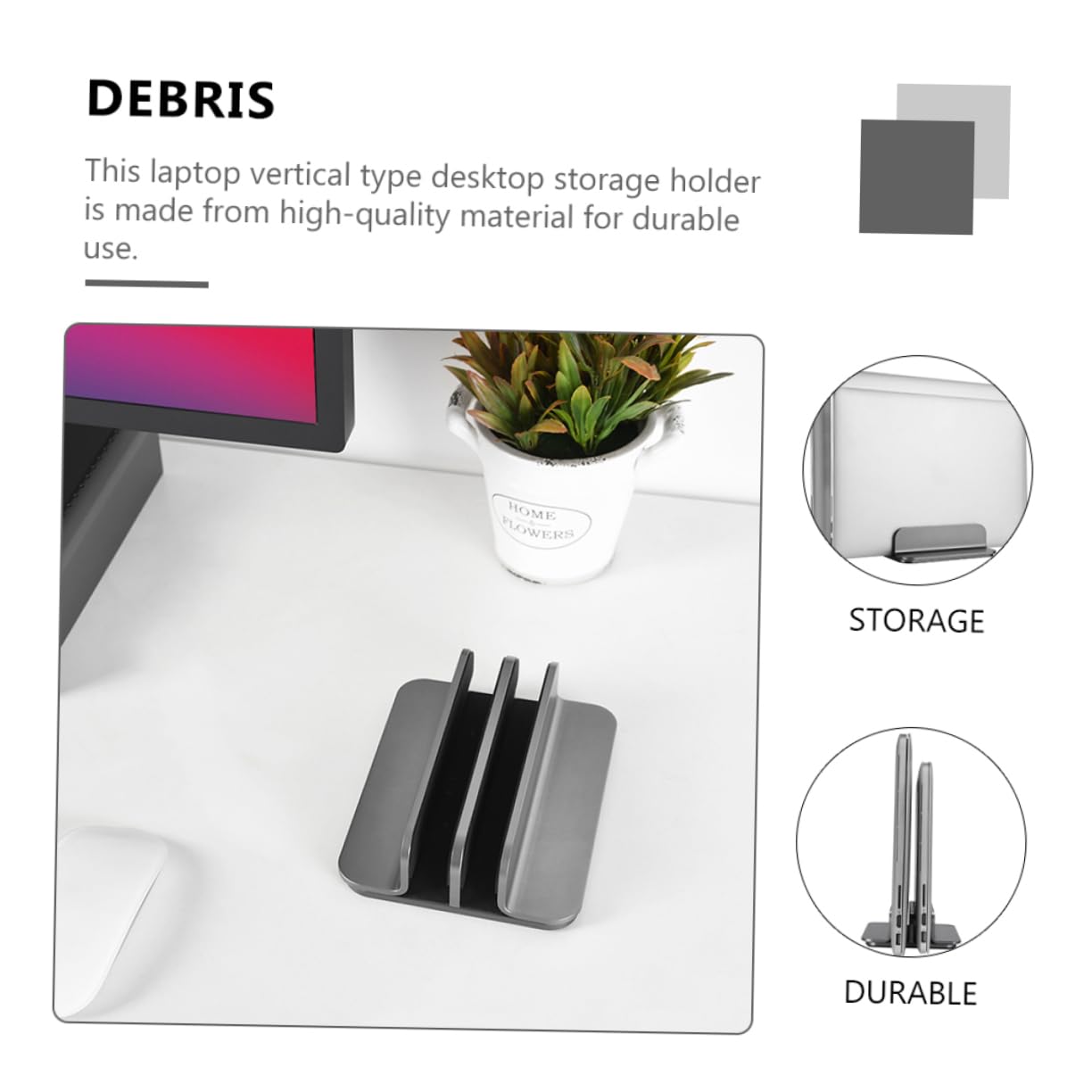 NUOBESTY Soporte Vertical Doble para Portátil y Tableta de Aleación de Aluminio para Escritorio o Trabajo Casa Base para Estabilidad