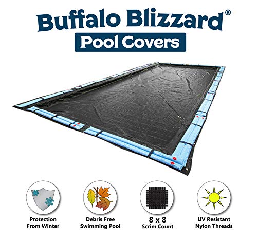 Buffalo Blizzard Deluxe Winter Cover With Water Bags Kit For 18-Foot-By-36-Foot Rectangle In-Ground Swimming Pools | Blue/Black | All Covers Include 5-Feet Of Overlap To Measure 23-Foot-By-41-Foot #TOP1