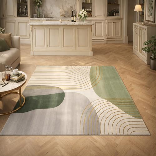 Alfombras extragrandes para sala de estar y dormitorio moderno verde 2