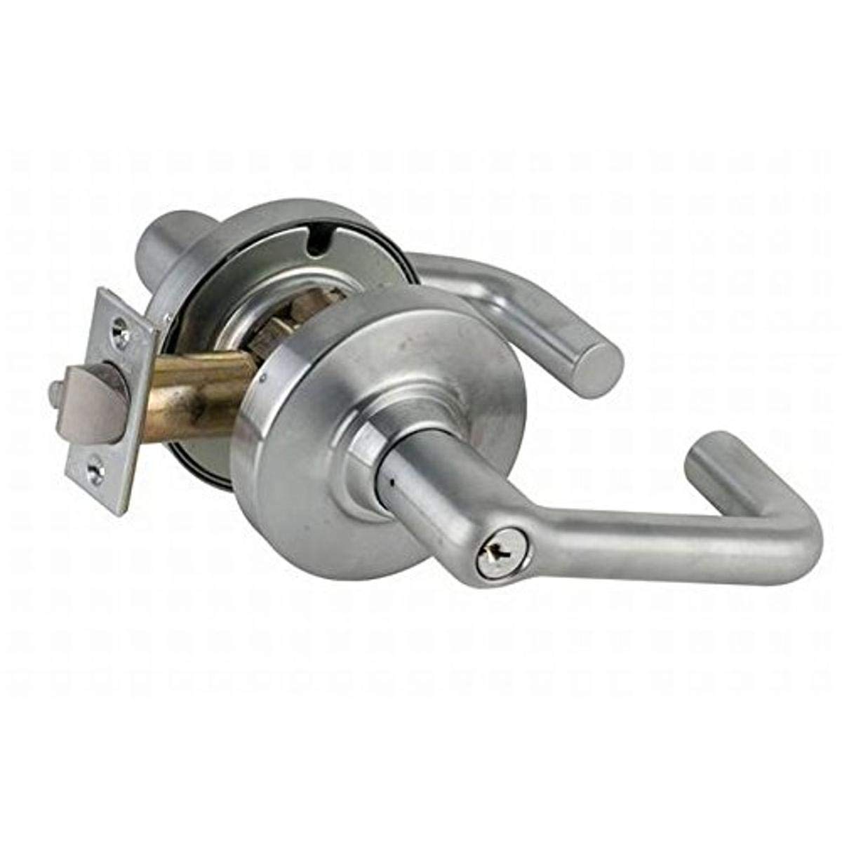 Schlage commercial ND50TLR626 ND Series Grade 1 Cylindrical Lock, Entry/Office Function Push-Button Locking, Tubular Lever Design, Satin Chrome Finish