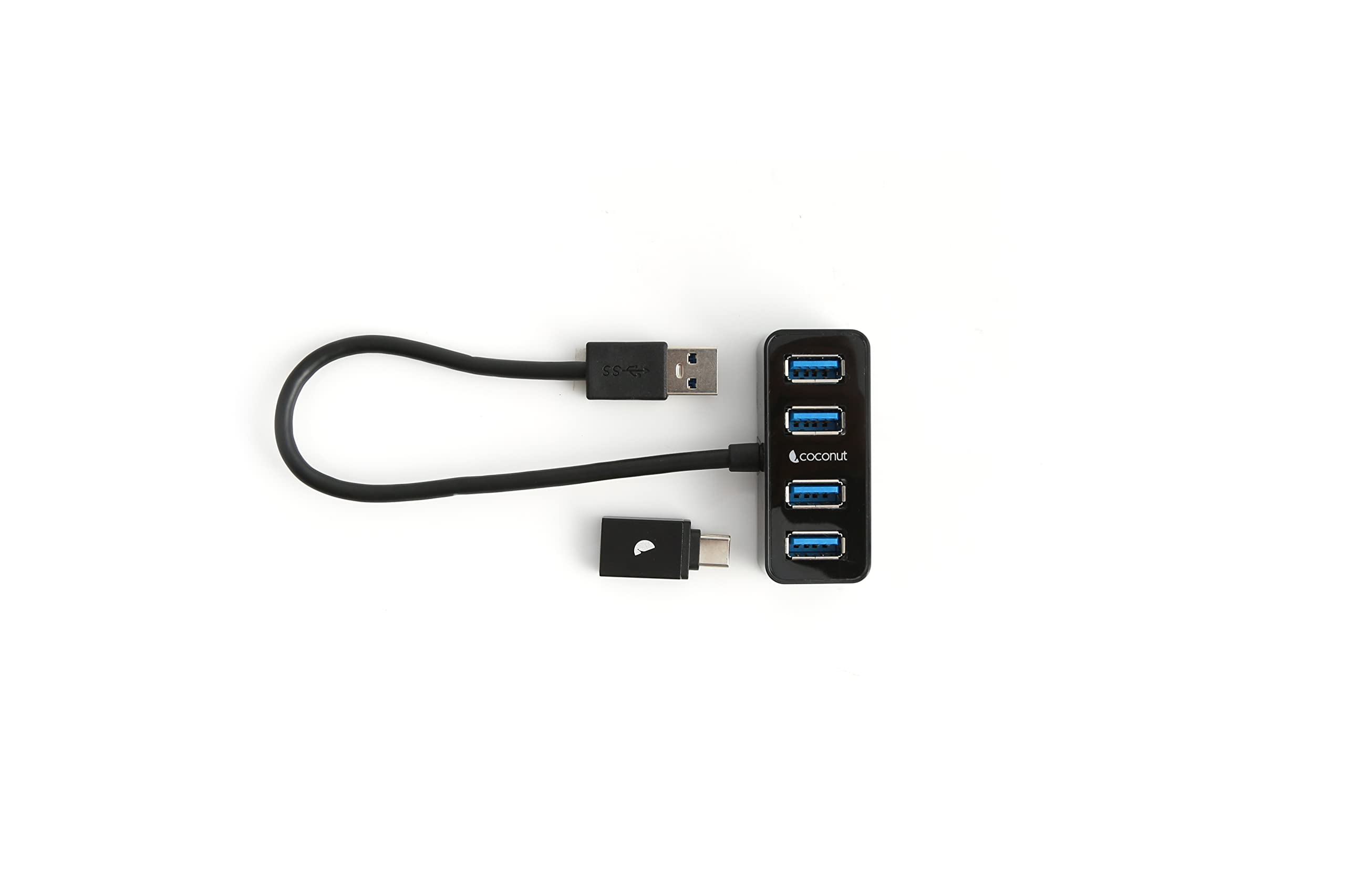 Coconut UH11 Earth 4 Port USB Hub - 3.1 USB Super Speeds of Upto 5 Gbps with Type C OTG, USB Super Slim Splitter for Mac, Windows, Computer, Laptop - Black (B09G9T9BRT) Amazon Price History, Amazon Price Tracker