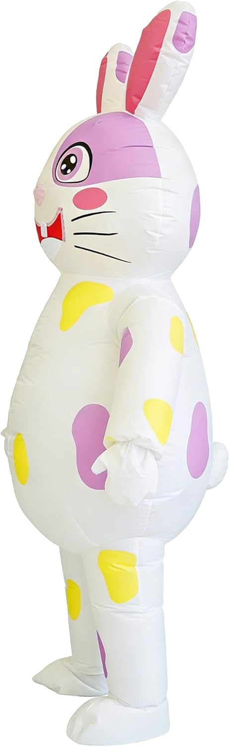 Easter Bunny Costume Adult Inflatable Bunny Costume Blow Up Rabbit Suit for Easter Party Holiday Birthday Celebration (Colorful Spotted Rabbit)