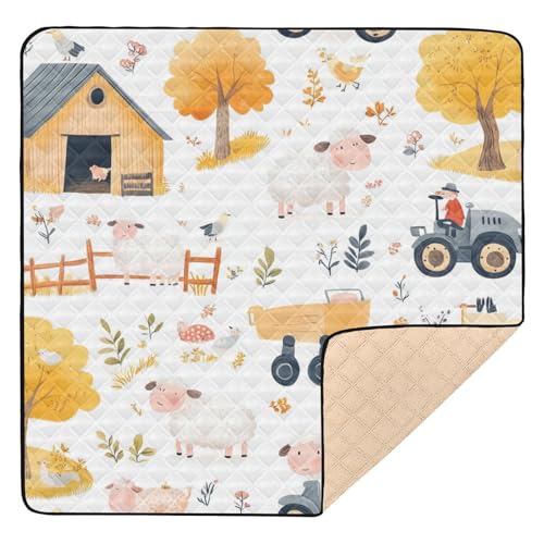 Kigai Farm Animals Baby Play Mat for Floor and Playpen 50x50 inch Non-Slip Baby Activity Playmat Waterproof Foldable Crawling Mat for Infants Toddlers
