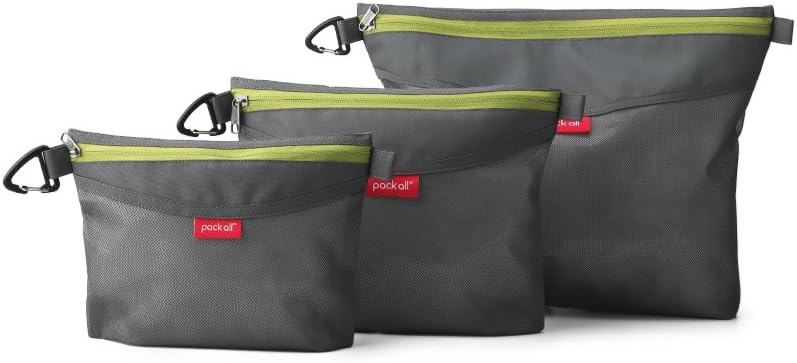 pack all 3 Pcs Water-resistant Material Zipper Pouch Set, Mesh Zipper Bags for Storage, Travel, Office (Gray) Grey Set