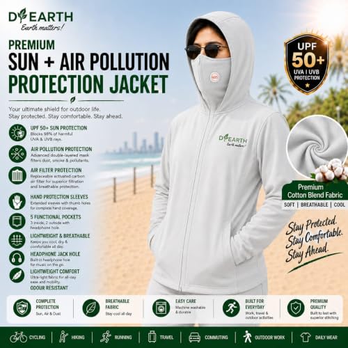 Image of D-EARTH Premium Sun + Air pollution Protection Jacket for Women