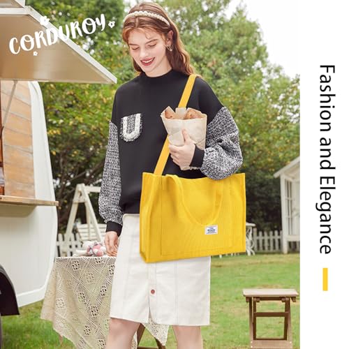 Image of Corduroy Tote Bag for Women Small Satchel Bag Mini Tote Bag Aesthetic Crossbody Handbag - School Work Travel Shopping