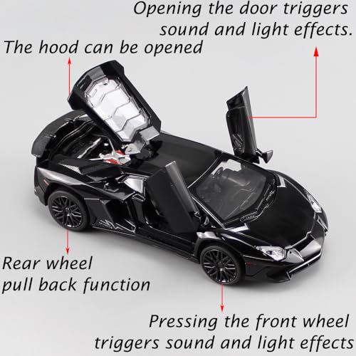 Modelo de carro coleccionable Aventador negro 1:32 miniatura 2