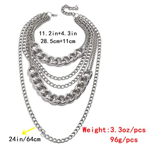 Cibirich TYPEA 2 Chunky Necklaces For Women Punk Chain Silver Statement Collar Necklace thumb #2