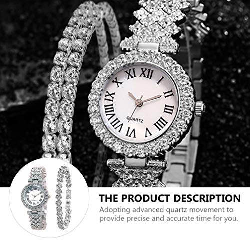 ساعة من بالاكو للنساء، بمينا فضية وسوار فضي، عرض تناظري، مرصعة بأحجار الراين