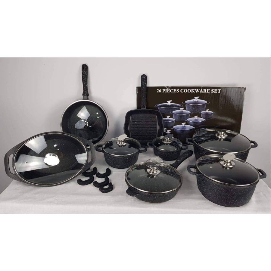 Set Di Pentole 14 Pezzi – Pentole E Padelle Antiaderenti – Adatto A Induzione – Maniglie Ergonomiche E Coperchi In Vetro – Cucina Completa - 4