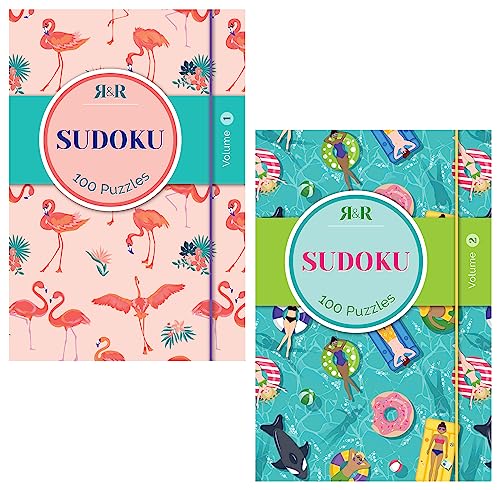 R&R Pocket Sudoku Puzzle Books, Compact Travel Size Sudoku Books - Ideal for Relieve Stress, Boost Your Mood, Relax at Home and Office Breaks