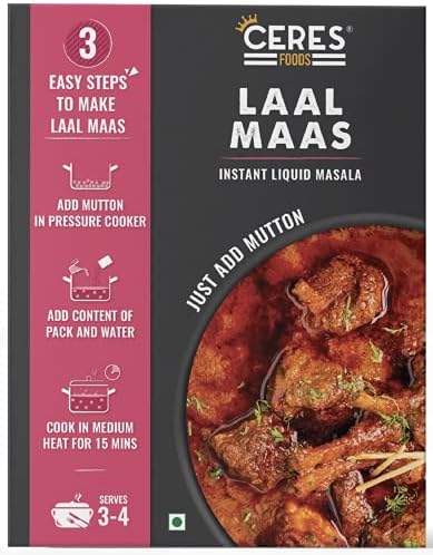 CERES FOODS Indian Rajasthani Laal Maas Instant Liquid Masala Smoky Indian Curry Simmer Sauce Famous Spicy from Rajasthan Just Add 35 Ounces of Mutton or Protein of Choice, 200 gm