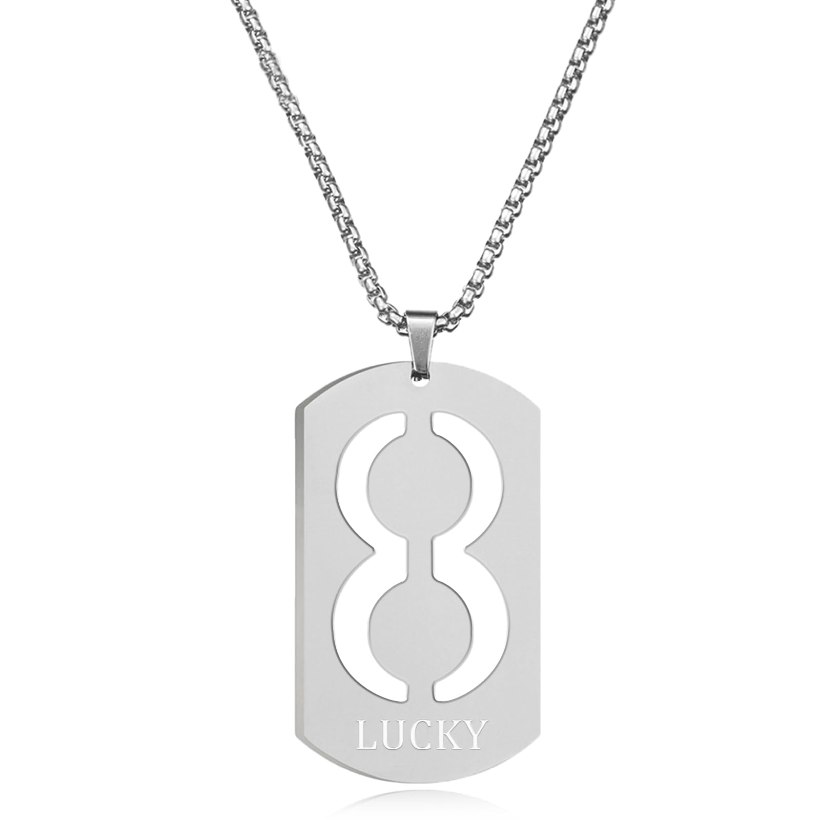 IMEGILO Lucky Number Necklace For Women and Men 0-9 Lucky Number Pendant Dog Tag Necklace Hip Hop Style Jewelry A Very Nice Gift