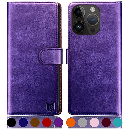 Étui iPhone 15 Pro anti-choc avec porte-carte RFID et béquille de support
