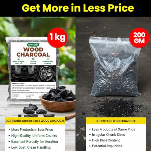 Image of Garden Genie Wood Charcoal for Plants 1 Kg| Horticultural Charcoal for Orchid Potting, Terrariums Plants Etc | Multipurpose Use for Havan, BBQ, Cooking, Pooja Dhoop & Gardening