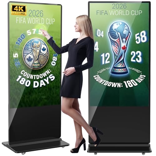 YCKJNB 65 inch Indoor Digital Signage 4K Touchscreen,CMS Software,IPS Floor Standing Digital Kiosks Interactive Displays with WiFi HDMI/USB Input Auto AD Player, Android OS Black