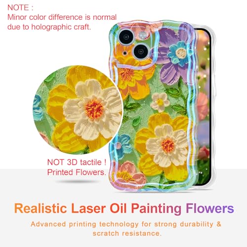 Coque pour iPhone 14 protection fleur brillante verte - 2