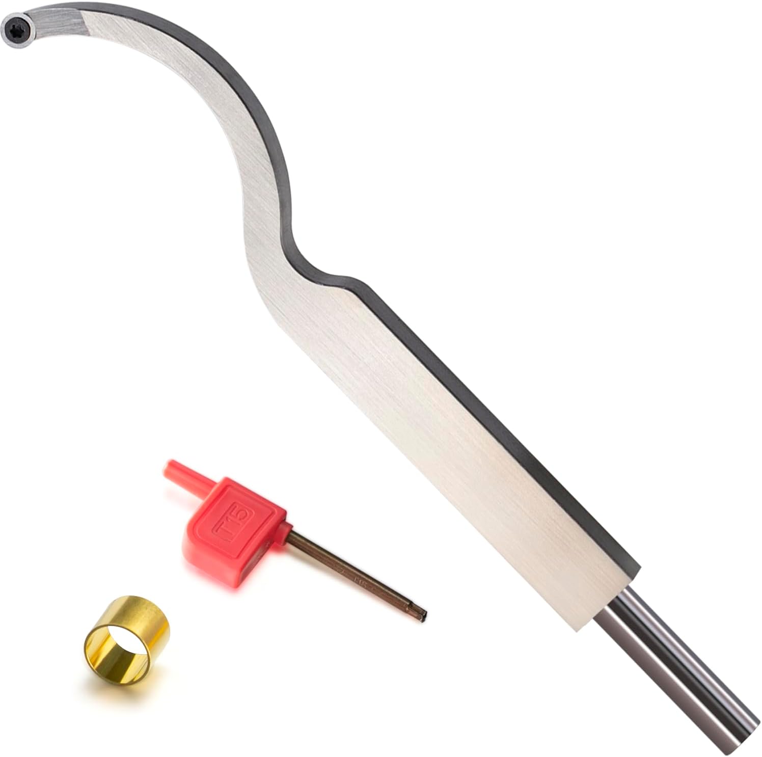Carbide Tipped Woodturning Tool H8.9 Carbide Wood Lathe Tool Extend mini Swan Hollower Made of Stainless Steel with 1pcs 8.9mm Round Carbide Cutter and T15 Star Tip Wrench