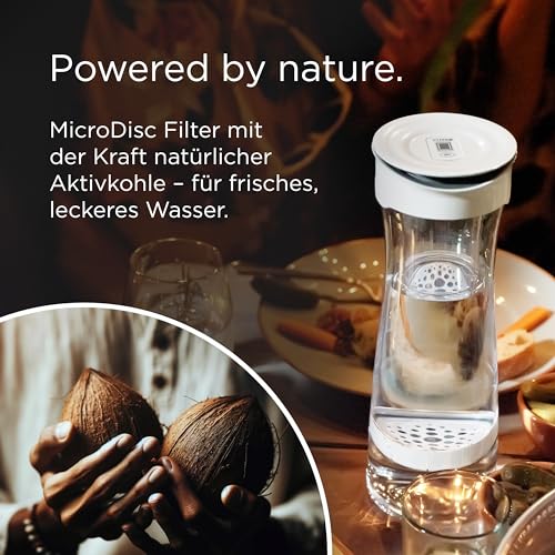 BRITA Wasserfilterkaraffe, weiß (1,3L) inkl. 1 MicroDisc Wasserfilter – stilvolle, nachfüllbare Karaffe für zuhause, passt in die Kühlschranktür, reduziert PFAS, Chlor, Mikropartikel im Leitungswasser