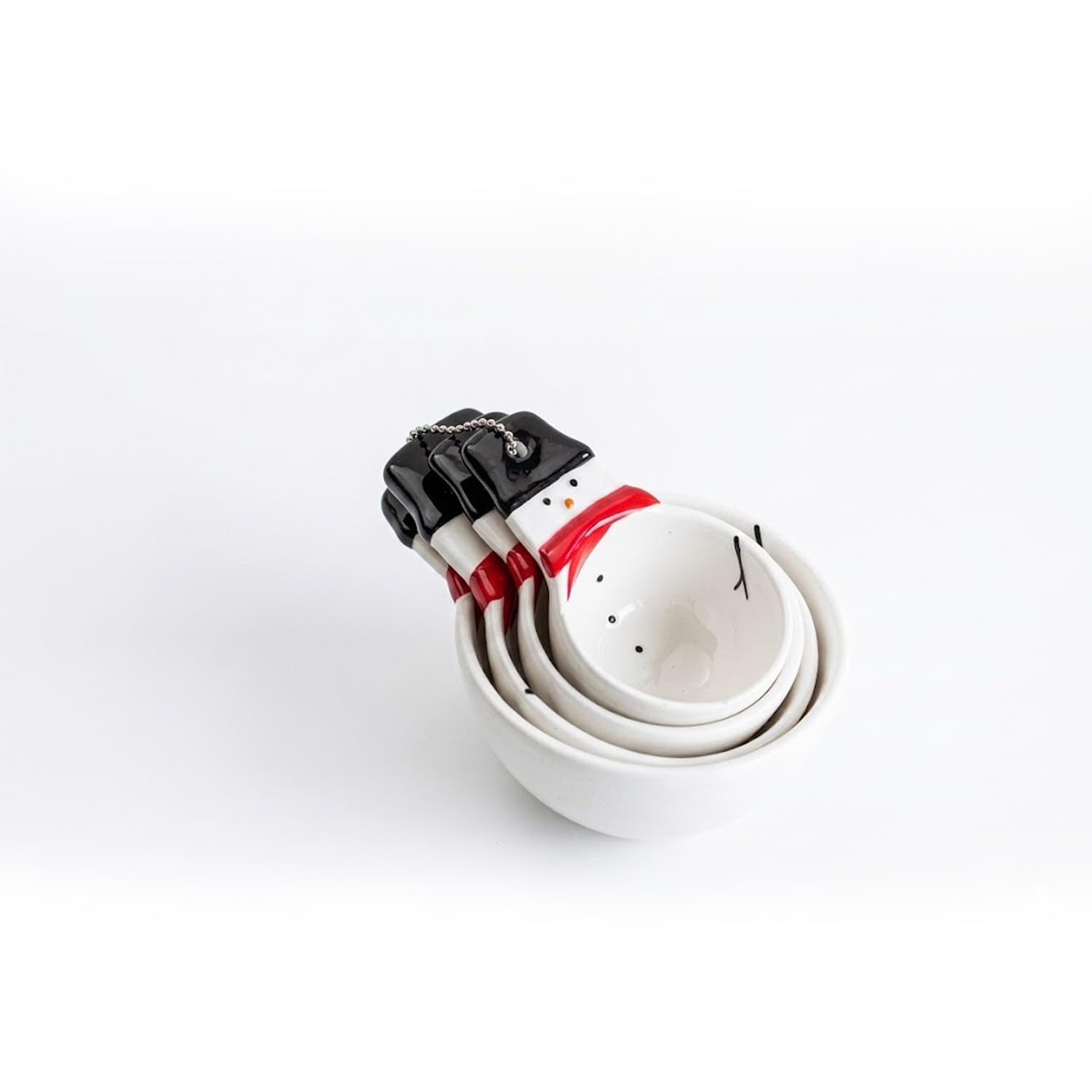 Elanze Designs Ensemble de tasses à mesurer en forme de bonhomme de neige en céramique pour la pâtisserie et la cuisine, ensemble de mesures imbriquées pour la cuisine