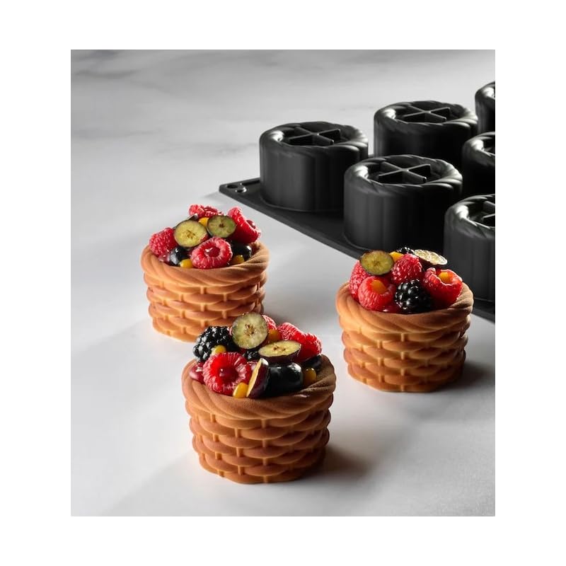 Pavoni Pavoflex - Molde de silicona Panier PX43127, 12 porciones individuales, efecto cesta, mousse semifríos, pasteles modernos, horno y congelador -40 °C/+ 280 °C, antiadherente, fabricado en Italia