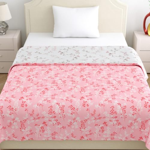 Image of Home Ecstasy 100% Cotton Mulmul Reversible Dohar for Single Bed 210 GSM (56 x 88 inches), Pink