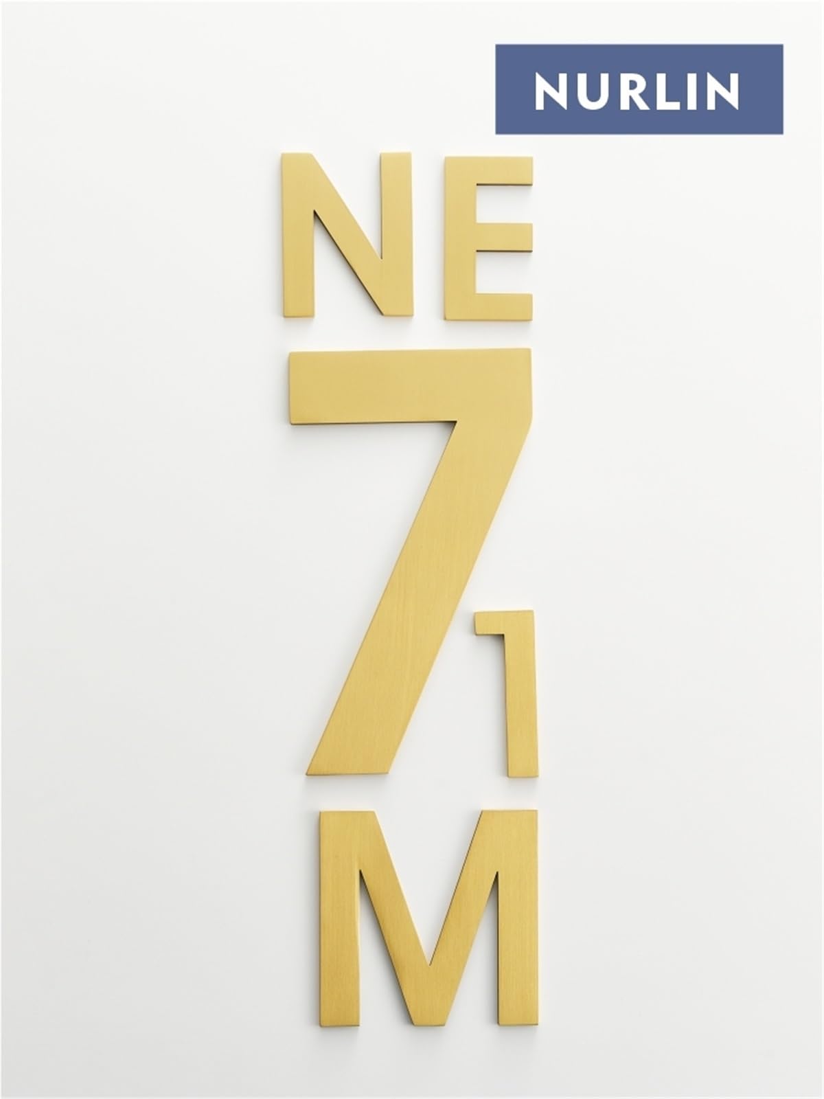 Numeros Adhesivos Números de dirección lujo latón Nurlin, letras mayúsculas y minúsculas, diseño moderno, artesanía primera calidad(R,152mm 6inch)