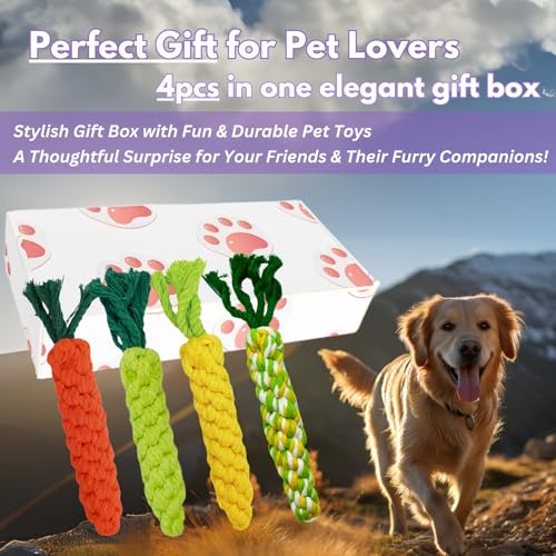 Image of 4PCS Mixed Color Woven Pet Chew Set (Yellow, Green, Orange, Rainbow), Dog Chew Toys, Cat Teething Toys, Durable & Safe Interactive Pet Toys