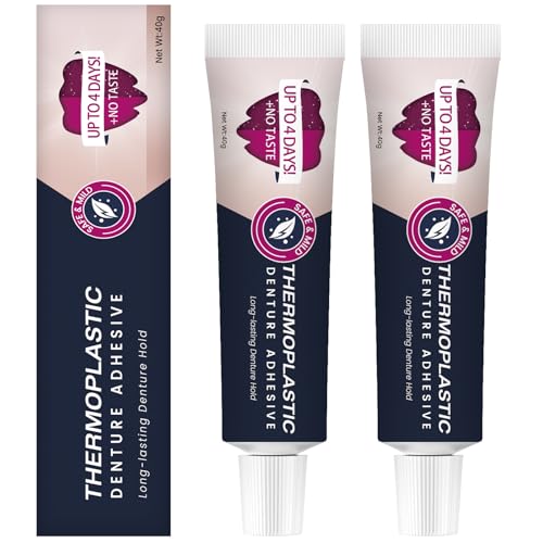 2Pcs Thermoplastic Denture Adhesive Refits and Tightens Loose Upper and Lower Dentures and Partials Comfortable Secure Denture Grip for Up to 4 Days