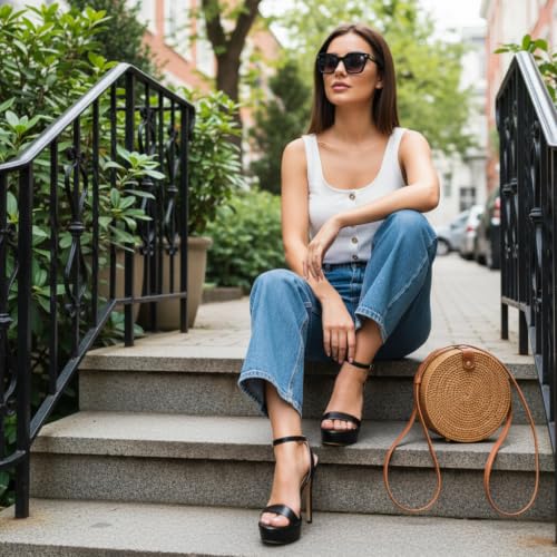 Image of MERUMOTE Women's Open Toe Stiletto High Heels | Platform Stiletto Sandals, Platform Sandal Heels, Heels for Women Sexy