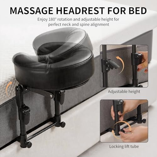 teijbo Massage Headrest for Bed,Adjustable Home Massage Face Cradle, No-Tools Assembly Massage Table Kit, Portable Face Down Pillow After Eye Surgery (Black) — view 3