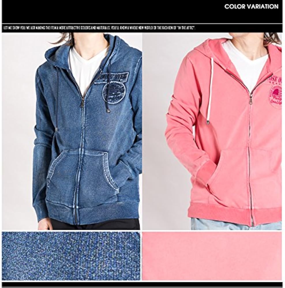 Amazon.co.jp: ピンク LL パーカー メンズ ジップアップ プリント