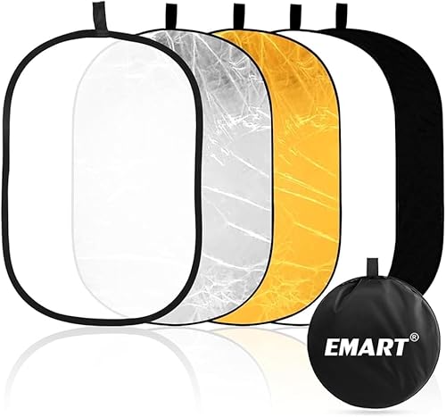 EMART Reflector de fotografía plegable 5 en 1 de 24 x 36 pulgadas con bolsa, panel portátil ovalado grande para video de estudio, retrato, tiro al