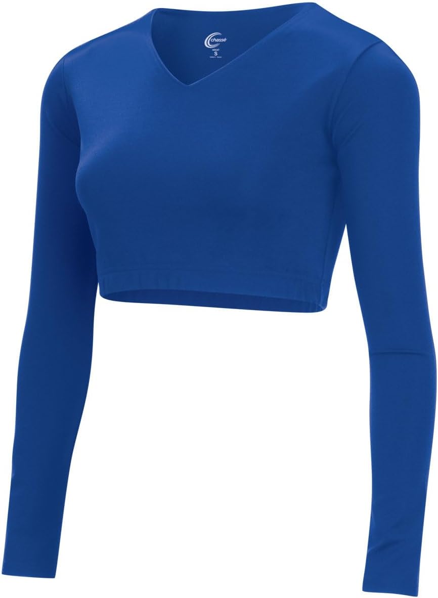chassé Cheer Cropped V-Neck Liner for Girls & Women, 4-Way Stretch Bodyliner Undershirt for Cheer Uniforms