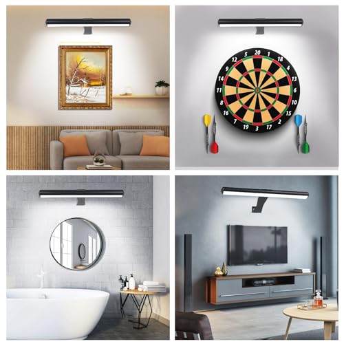 Image of Led Picture Light Rechargeable Painting Light with Remote, 16 inch Full Metal Art Light Display Lamp with Brightness Dimmable Timer Off for Pictures Painting Darboard Gallery Frame