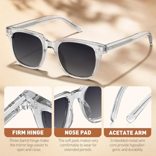 Image of AVAWAY Polarized Sunglasses for Men UV Protection, Square Acetate Frame Outdoor Driving Sun Glasses