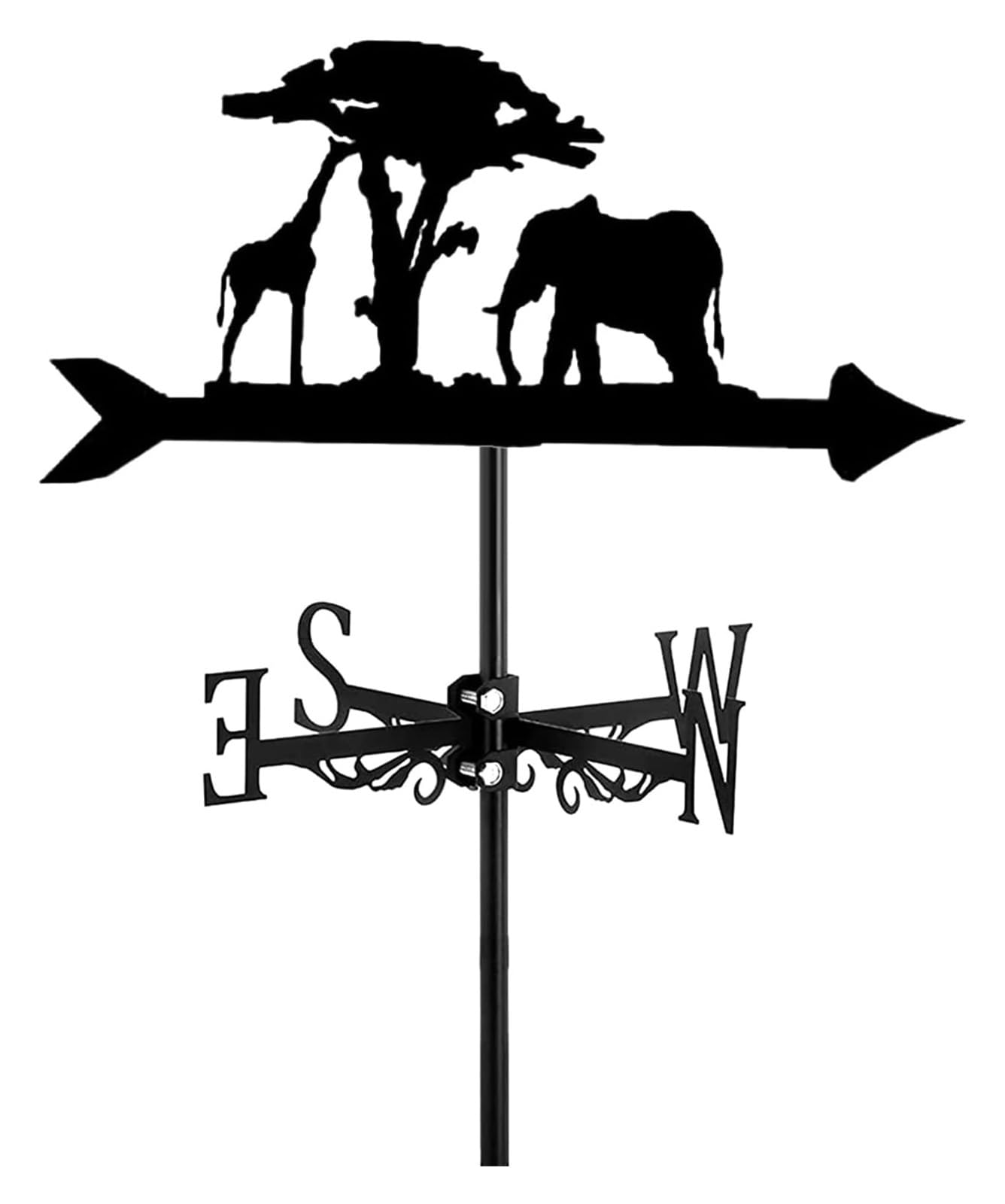 TAXXII Giraffe Metal Weathervane,Animal Elephant Wind Vane with Roof Mount Weather Decorations for Outdoor Farm Yard Garden Gazebo