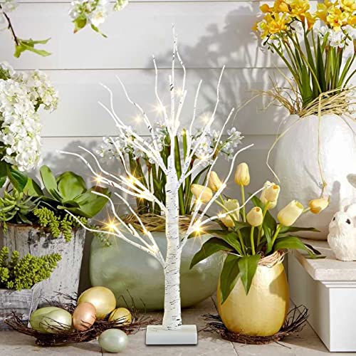 Peiduo Easter Decorations For The Home, Easter Tree Battery Powered Timer, Lighted Birch Tree With Led Lights, Artificial Tree Lamp For Easter Home Decor (2Ft Warm White) #TOP6