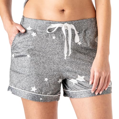 Hello Mello Signature Lounge Shorts Soft Pajama Bottoms Roomy Wide Leg Drawstring Waist Side Pockets - Stargazer Small/Medium
