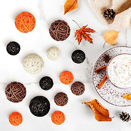 Bucherry 20 Pcs Wicker Rattan Balls Decorative Orbs Vase Fillers For Craft, Decorative Balls For Bowl Centerpiece For Wedding Table Decoration Halloween Christmas Home Ornaments #TOP6